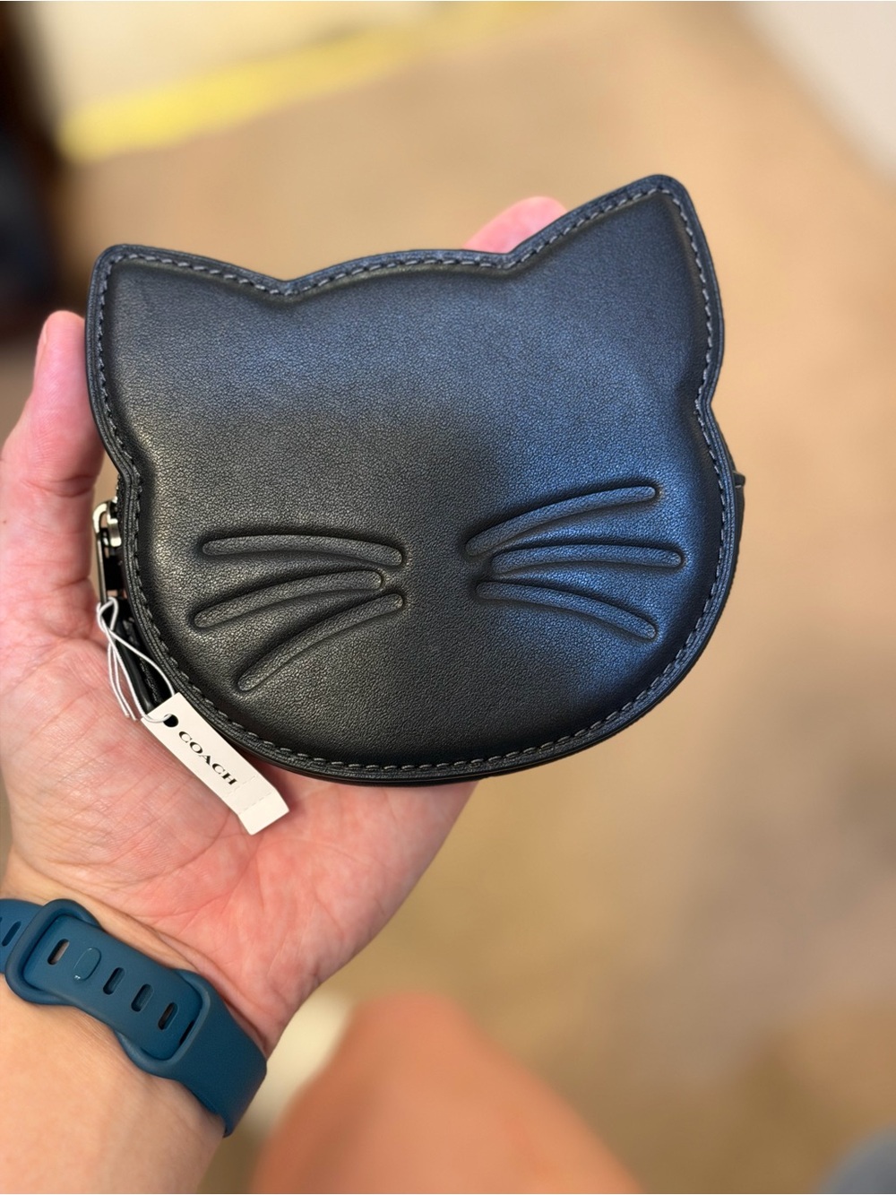 Coach Black Cat-Shaped Coin Pouch